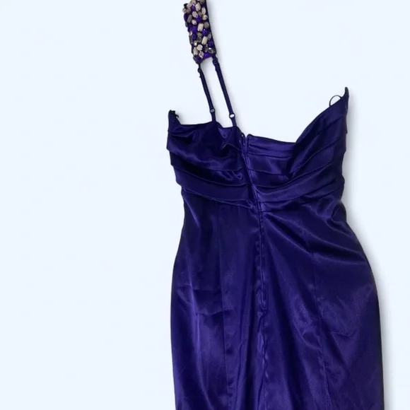 Elegant Purple Beaded One-Shoulder Dress 7/8 Josh Jazz - Picture 2 of 3